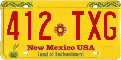 NM license plate 412TXG