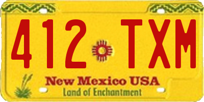 NM license plate 412TXM