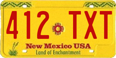 NM license plate 412TXT