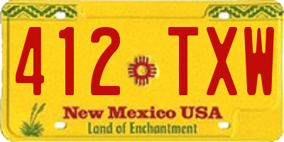 NM license plate 412TXW