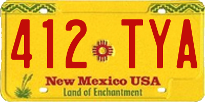 NM license plate 412TYA