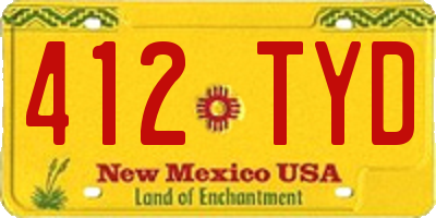 NM license plate 412TYD