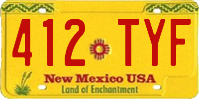 NM license plate 412TYF
