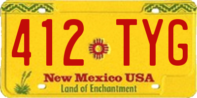 NM license plate 412TYG
