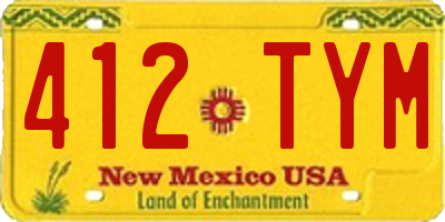 NM license plate 412TYM