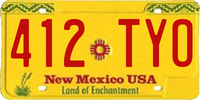 NM license plate 412TYO