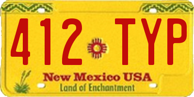 NM license plate 412TYP