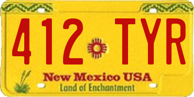 NM license plate 412TYR