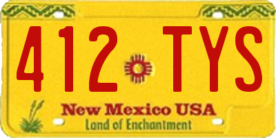NM license plate 412TYS