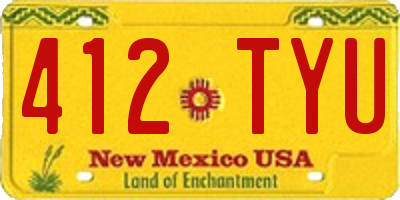 NM license plate 412TYU