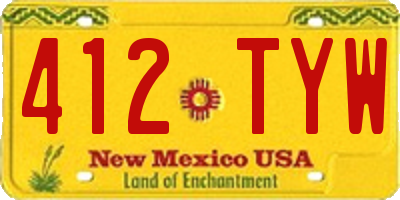 NM license plate 412TYW