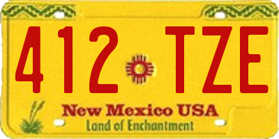NM license plate 412TZE