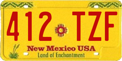 NM license plate 412TZF