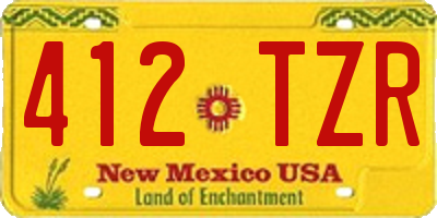 NM license plate 412TZR