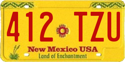 NM license plate 412TZU