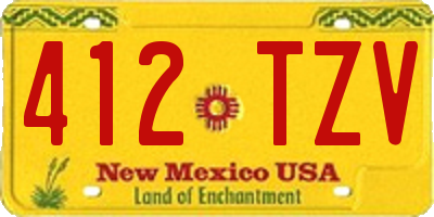 NM license plate 412TZV