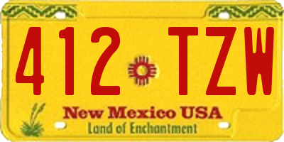 NM license plate 412TZW