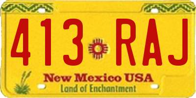 NM license plate 413RAJ