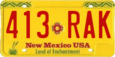 NM license plate 413RAK