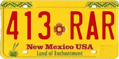 NM license plate 413RAR