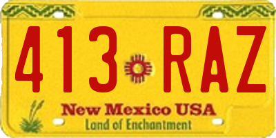 NM license plate 413RAZ