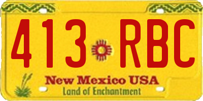 NM license plate 413RBC