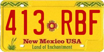 NM license plate 413RBF