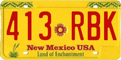 NM license plate 413RBK