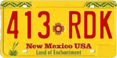 NM license plate 413RDK