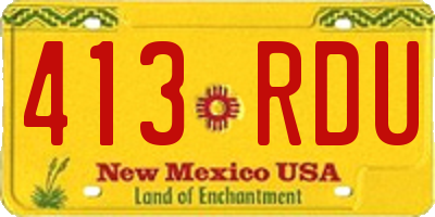 NM license plate 413RDU