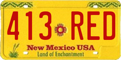 NM license plate 413RED