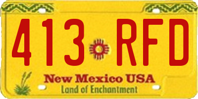 NM license plate 413RFD