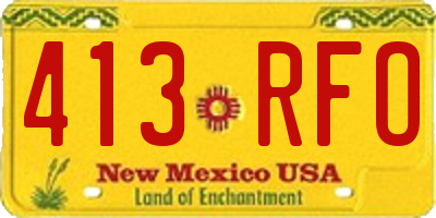 NM license plate 413RFO