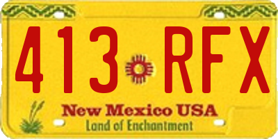 NM license plate 413RFX