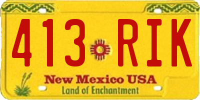 NM license plate 413RIK