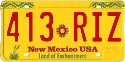 NM license plate 413RIZ