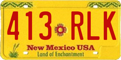 NM license plate 413RLK