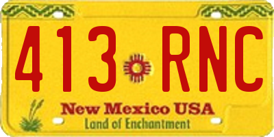 NM license plate 413RNC