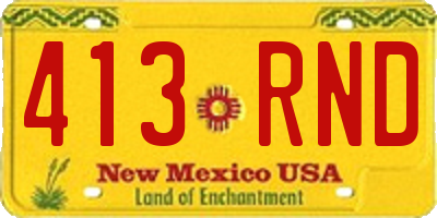 NM license plate 413RND