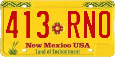 NM license plate 413RNO