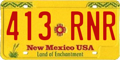 NM license plate 413RNR