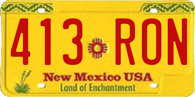 NM license plate 413RON