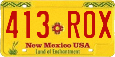 NM license plate 413ROX