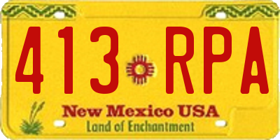 NM license plate 413RPA