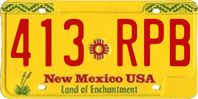 NM license plate 413RPB