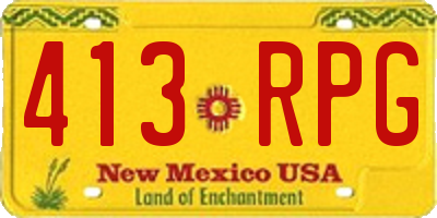 NM license plate 413RPG