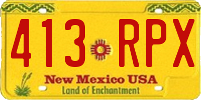 NM license plate 413RPX