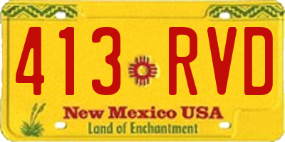 NM license plate 413RVD