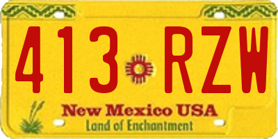 NM license plate 413RZW