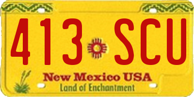 NM license plate 413SCU